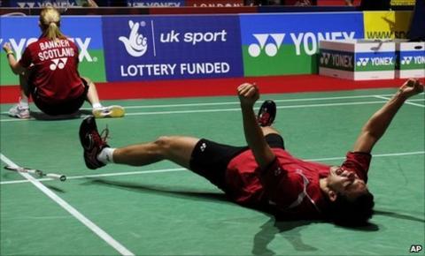 Imogen Bankier and Chris Adcock in action at Wembley