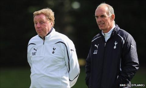 Joe Jordan (right) with Tottenham manager Harry Redknapp