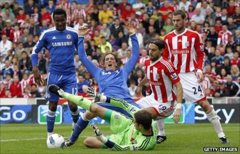 John Mikel Obi (left) playing Chelsea against Stoke City last weekend