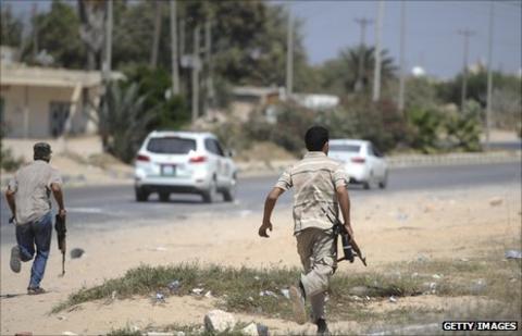Anti-Gaddafi rebel fighters in Libya