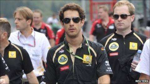 Renault driver Bruno Senna arrives in Spa