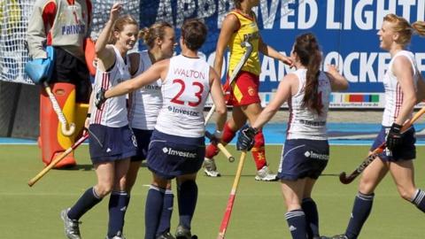 England celebrate Helen Richardson's winner