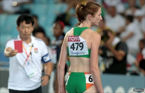 Irish record holder Joanne Cuddihy is disqualified in Daegu