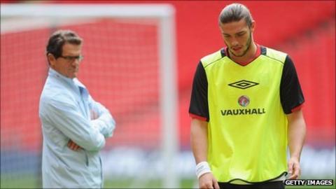 Andy Carroll (right) and Fabio Capello