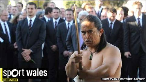Wales captain Sam Warburton leads his team as they receive a Maori welcome in New Zealand