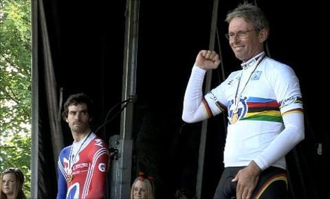 David Stone (left) with Hans-Peter Durst on the podium in Denmark