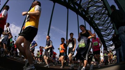 Runners during the Great North Run