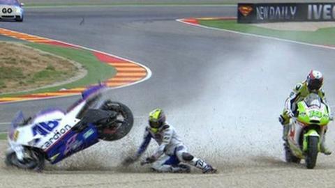 Karel Abraham crashes out