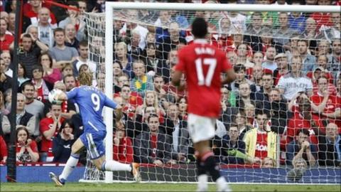 Chelsea striker Fernando Torres against Man Utd