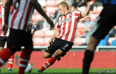 Sebastian Larsson strikes a free-kick against Stoke City