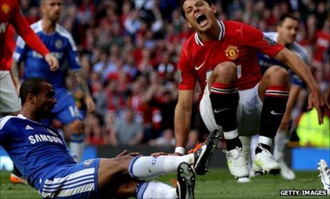 Ashley Cole and Javier Hernandez