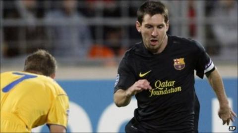 Lionel Messi (right) was on the mark for Barcelona