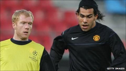Paul Scholes and Carlos Tevez