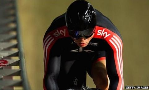 Sir Chris Hoy wins the Open Sprint gold at the National Track Championships in Manchester