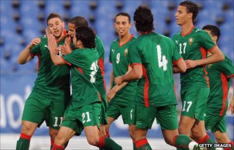 Adel Taarabt of Morocco (far left)