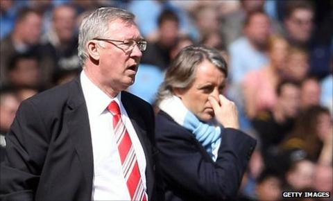 Sir Alex Ferguson (left) and Roberto Mancini (right)