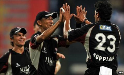Somerset players celebrate