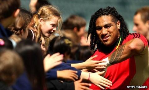 Ma'a Nonu greets fans at North Harbour Stadium