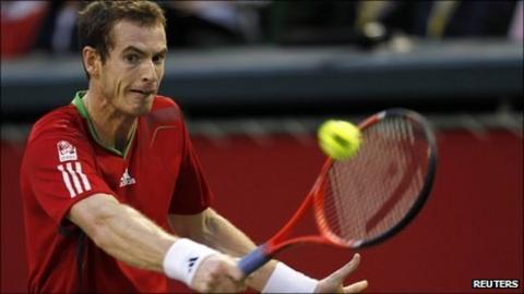 Andy Murray playing Alex Bogomolov Jr. at the Japan Open