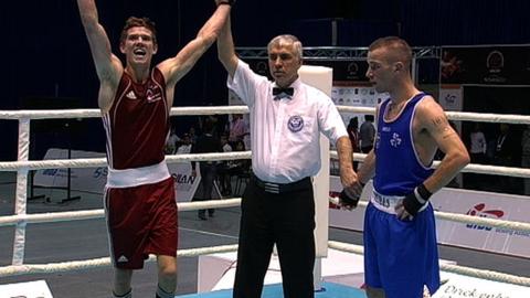 Luke Campbell celebrates his victory