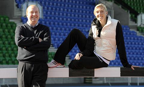 Lee McConnell with her Unsung Hero, first coach Alan Scobie