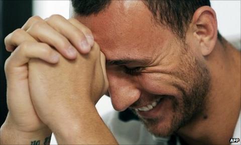 Quade Cooper in relaxed form as he talks to the media on Wednesday