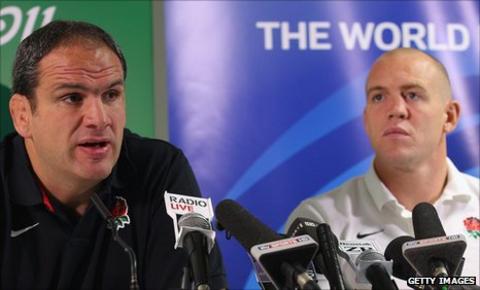 Martin Johnson (left) and Mike Tindall (right)