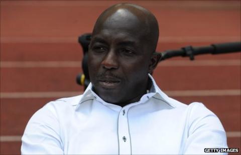 Samson Siasia watches Nigeria in action against Guinea