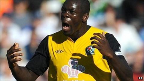 Christopher Samba celebrates scoring for Blackburn
