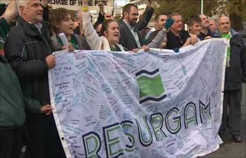 Argyle Fans celebrate Plymouth City Council's decision to buy Home Park