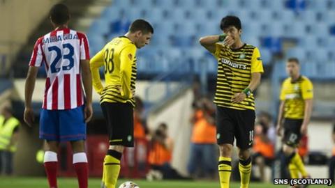 Celtic players in the Europa League defeat by Atletico Madrid