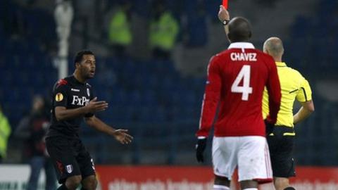Fulham's Moussa Dembele is sent off on 30 minutes