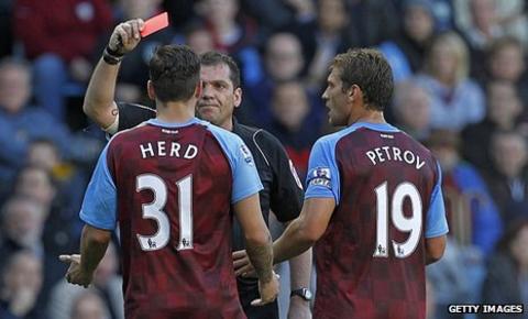 Chris Herd is sent off