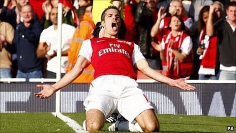 Robin van Persie scored twice after coming off the bench