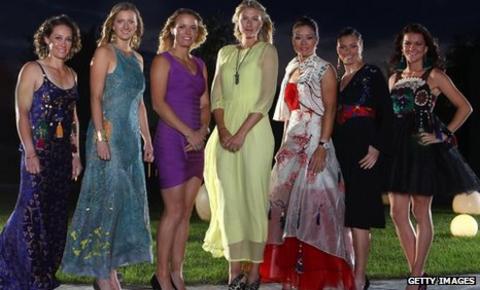 Samantha Stosur of Australia, Petra Kvitova of Czech Republic, Caroline Wozniacki of Denmark, Maria Sharapova of Russia, Li Na of China, Vera Zvonareva of Russia and Agnieszka Radwanska of Poland