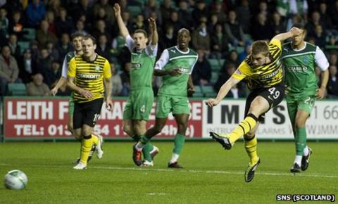 James Forrest scores to make it 2-1 for Celtic at Easter Road