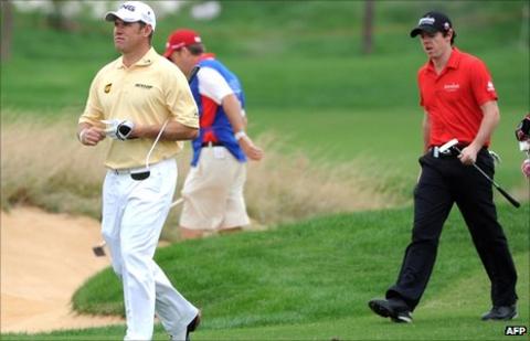 Lee Westwood (left) with Rory McIlroy