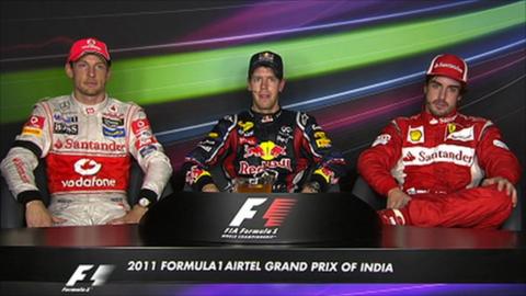 Jenson Button, Sebastian Vettel and Fernando Alonso