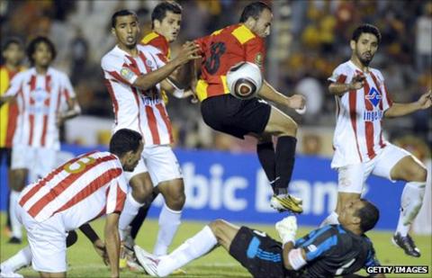 Action from a game between Wydad Casablanca and Esperance