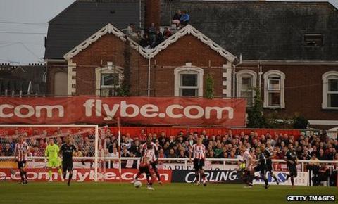 Exeter's St James Road away end can only hold just over 1,000 fans