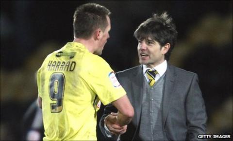 Paul Peschisolido (right) congratulates Shaun Harrad