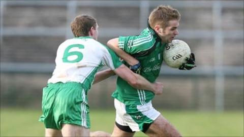 Ciaran McGovern and Liam Lynch in action at Brewster Park