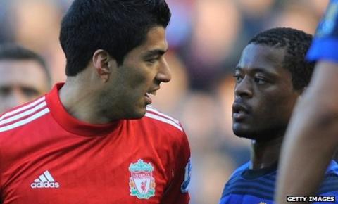 Luis Suarez (left) and Patrice Evra