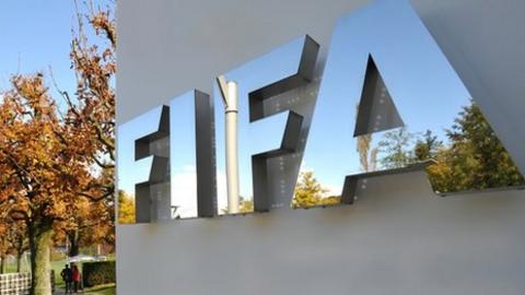 The Fifa logo is seen outside the Fifa headquarters