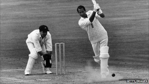 Basil D'Oliveira batting for England at the Oval in 1968