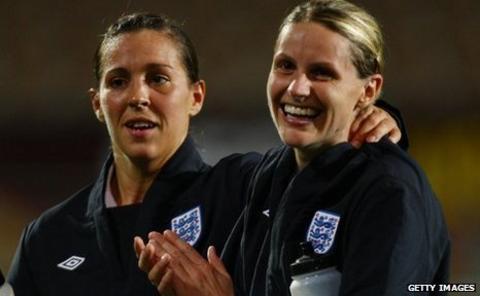 Fara Williams (left) with Kelly Smith