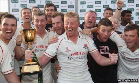 Lancashire celebrate winning the title