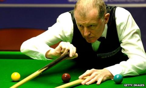 Steve Davis plays a shot with the rest