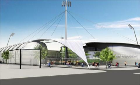 Artists impression of the Pow Beck Valley Community Stadium