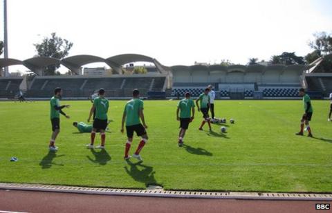 Morocco's Under 23 team train during the African Olympic qualifying tournament